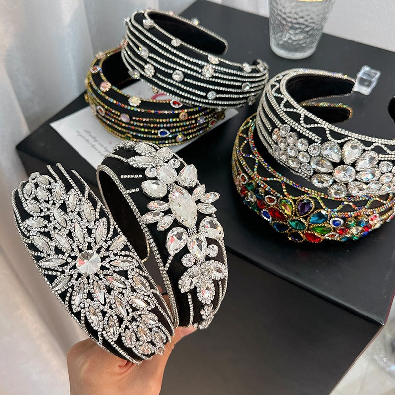 Baroque wide brimmed full diamond headband