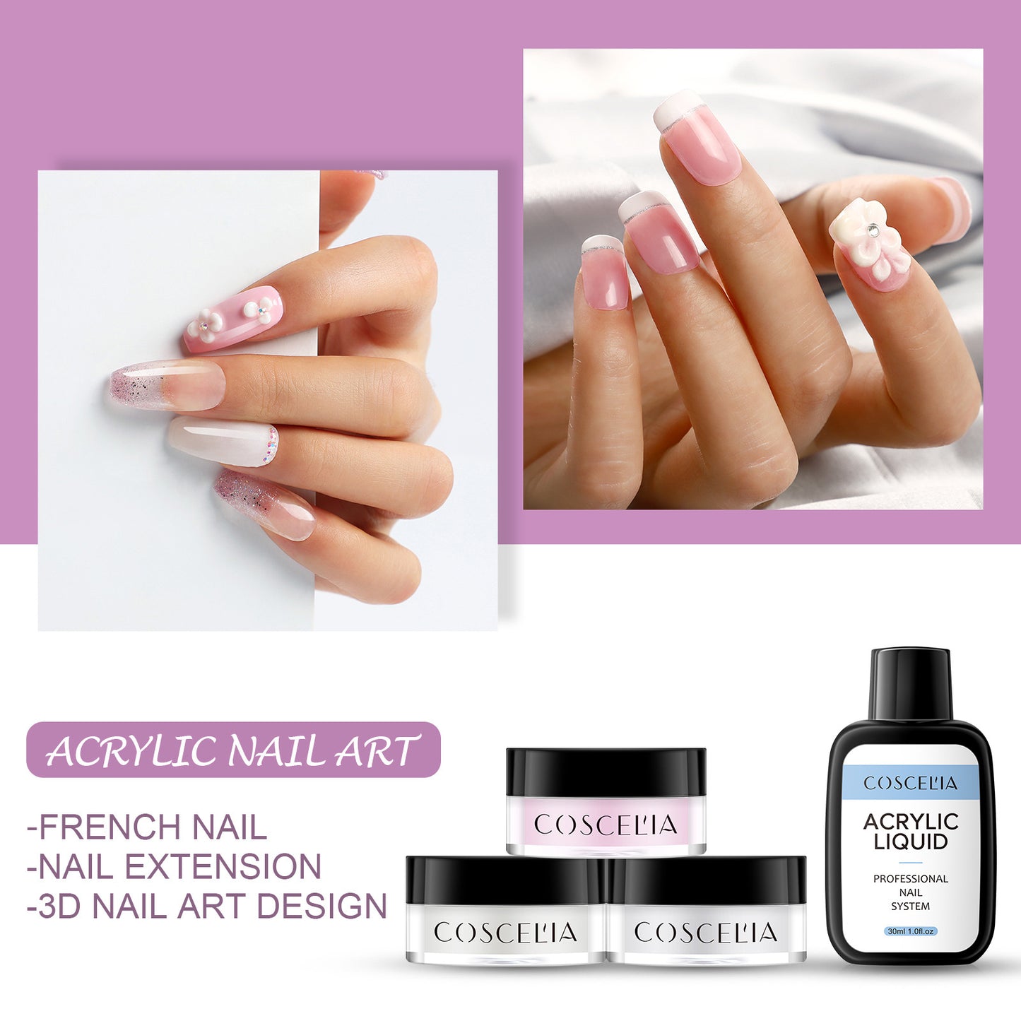 COSCELIA New 9 Color Crystal Color Powder 30Ml Crystal Liquid Manicure Tool Full Set Of Beginners