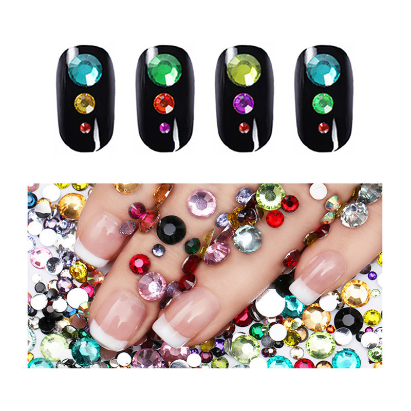 Plaksteen Nail Rhinestones Kleurrijke Crystal Mixed Size Nail Studs 1 zak HotFix Manicure Nail Art Decoraties
