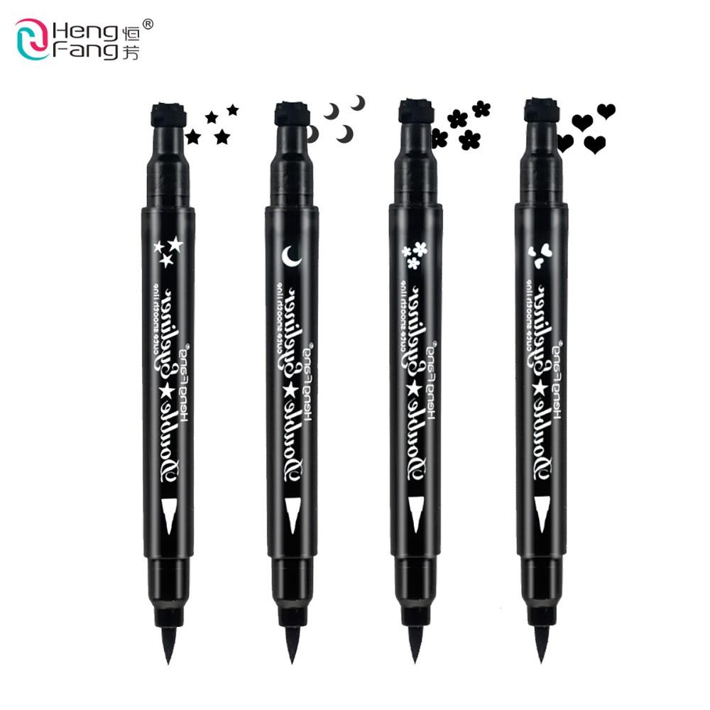 4 Styles Double-headed Eyeliner Liquid Black Eye liner Pen Star Moon Shape 2.5g Eye Makeup Brand HengFang #52244