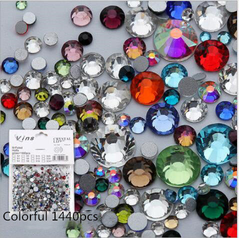 Plaksteen Nail Rhinestones Kleurrijke Crystal Mixed Size Nail Studs 1 zak HotFix Manicure Nail Art Decoraties