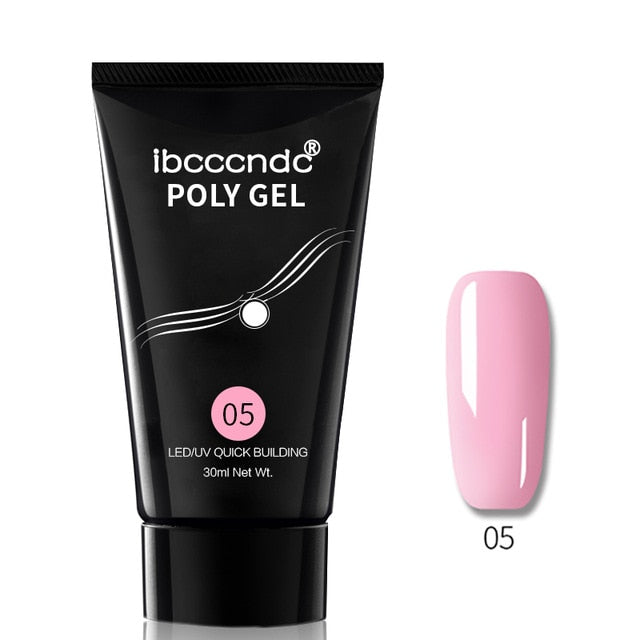 9 Colors 30g Nail Acrylic Hard Poly Gel Pink White Clear Crystal UV LED Builder Gel Tips Enhancement Quick Extension Gel Varnish