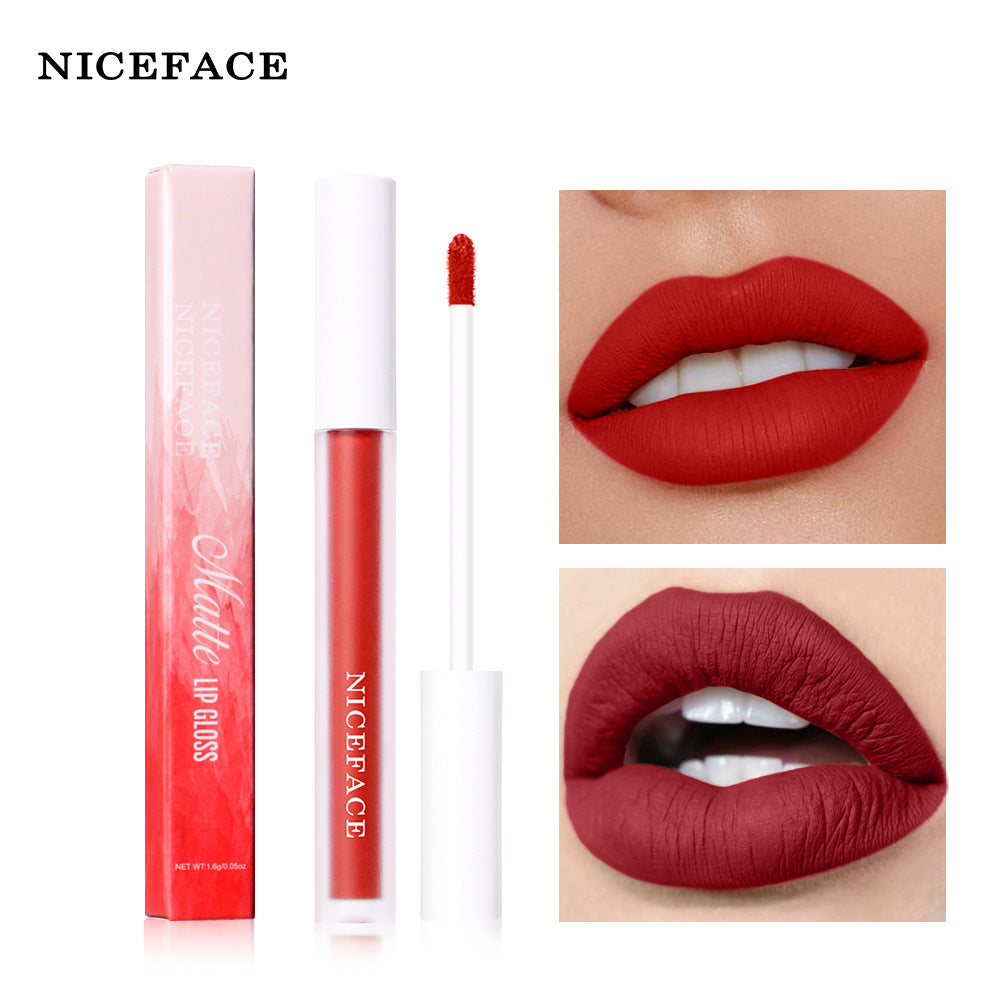NICEFACE 12 Color Velvet Matte Lip Gloss Non-Stick Cup Liquid Lipstick Lip Glaze