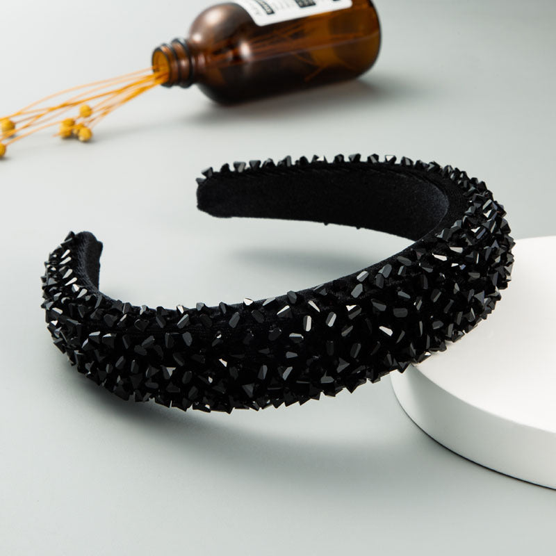 New Baroque Headband Feminine Color Hand-Stitched Glass Bead Headband Thin Sponge Headband