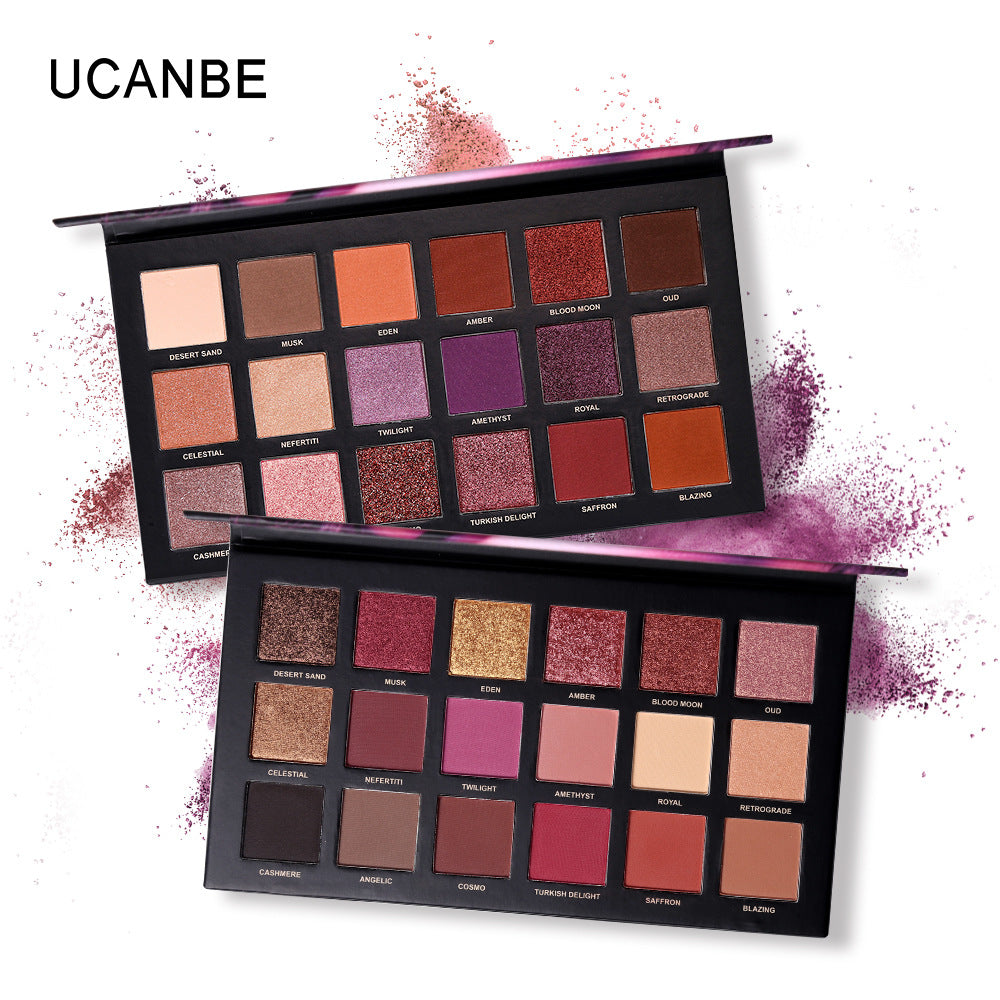 Ucanbe New 18 color rose gold eye shadow plate huda desert plate mashed potatoes Mermaid Ji Jin eye shadow makeup