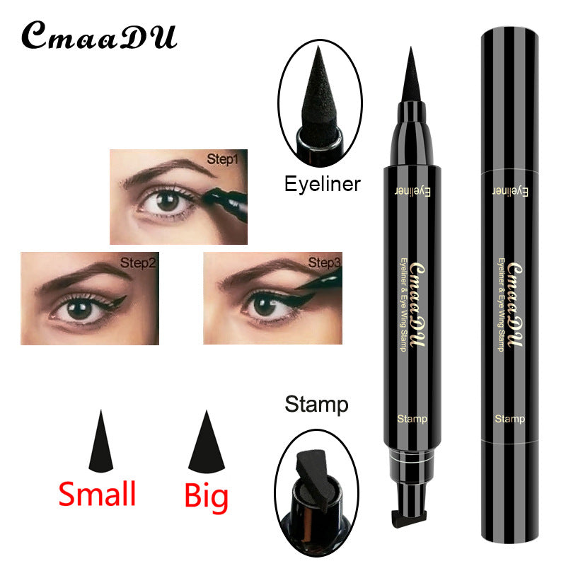 Seal Eyeliner Liquid Pen Quick-Drying Non Smudge Waterproof Eyeliner Double-Ended Eyeliner Beauty Makeup