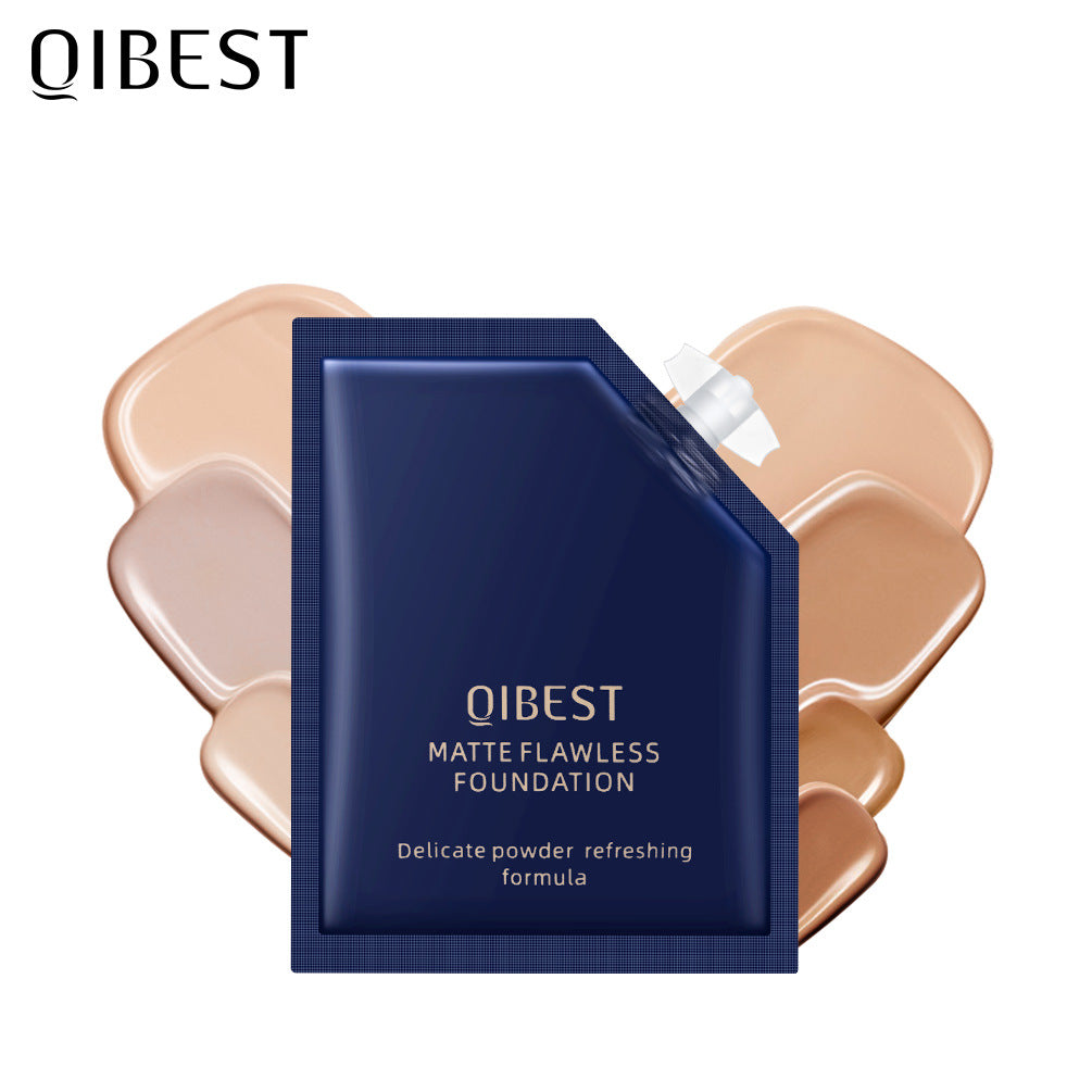QIBEST Liquid Foundation Long Lasting Makeup Concealer Moisturizing Brightening Matte Portable Volume Repairing Liquid