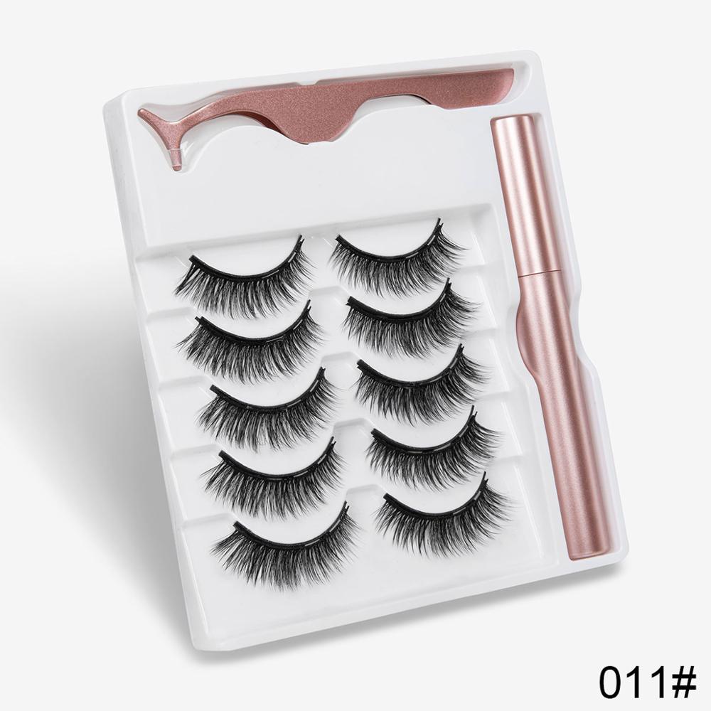 5 Pairs Magnetic Eyelashes Natural long Magnetic Eyeliner Magnetic False Eyelashes Tweezer Set Makeup Set Eyelash Extension