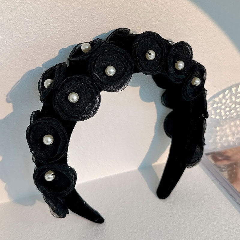 Fashionable fabric pearl flower headband