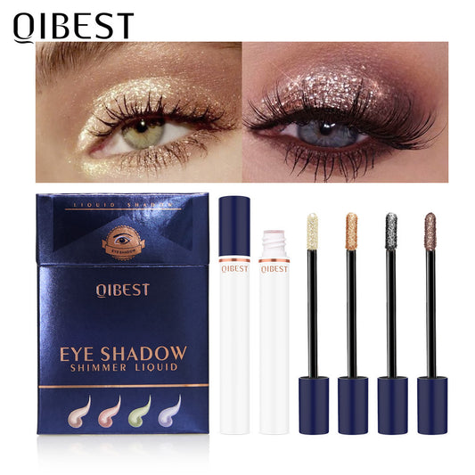 QIBEST Smoke Tube Eye Shadow Set Diamond Pearl Liquid Eye Shadow Shining Bright Eye Shadow Liquid