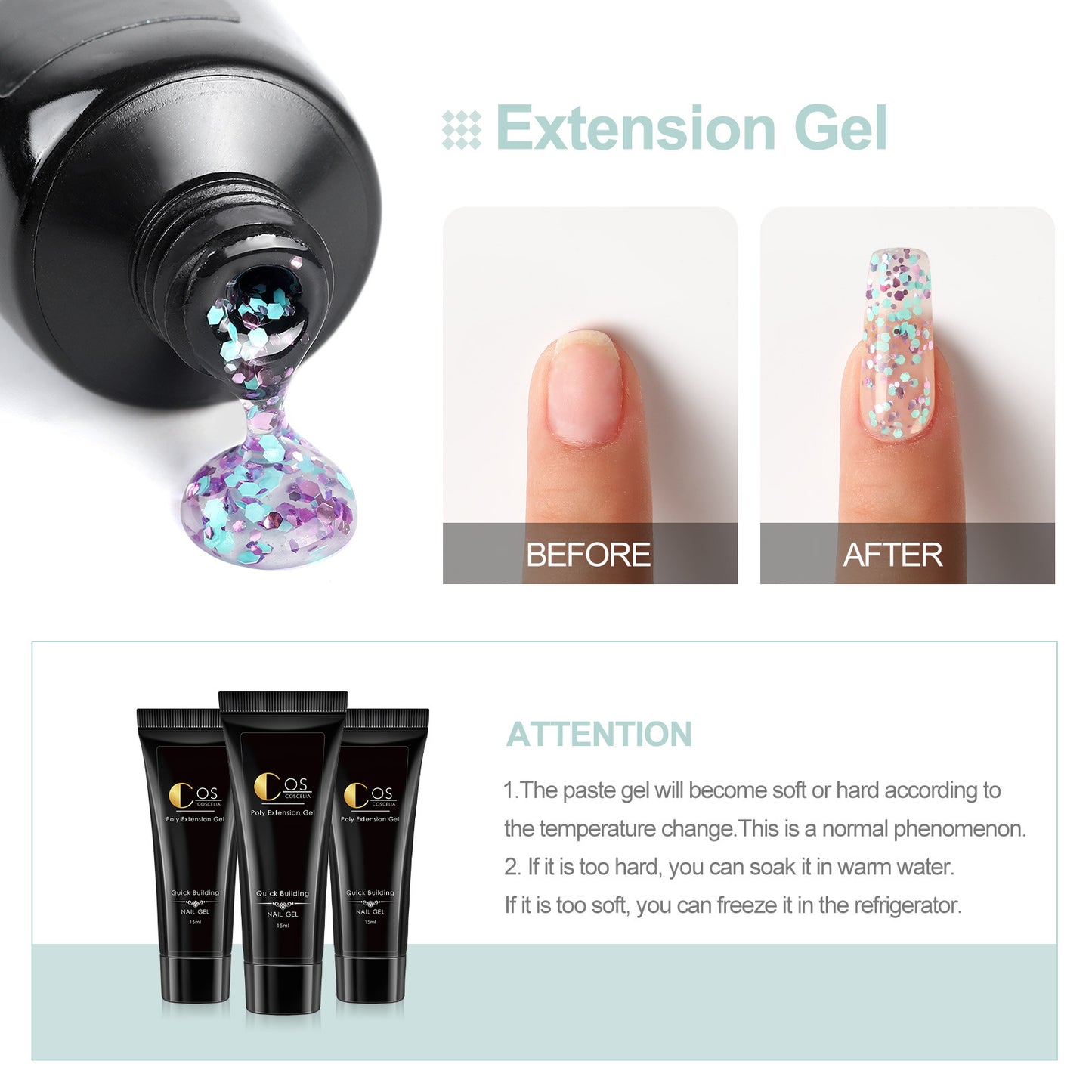 Painless Crystal Extension Glue UV Solid Paper-Free Fast Extension Crystal Glue Flash Nail Phototherapy Crystal Glue