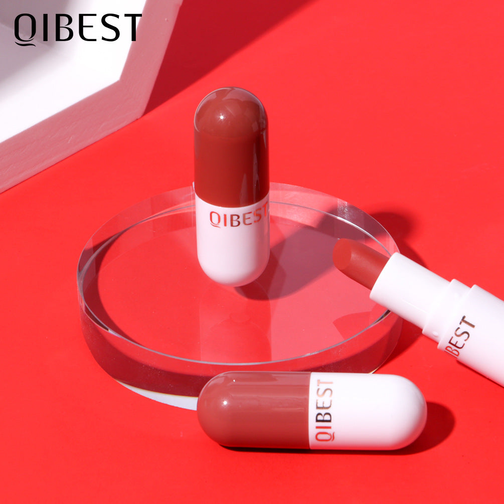 QIBEST Mini Capsule Lipstick Velvet Matte Lipstick Long Lasting Waterproof Pill Lipstick