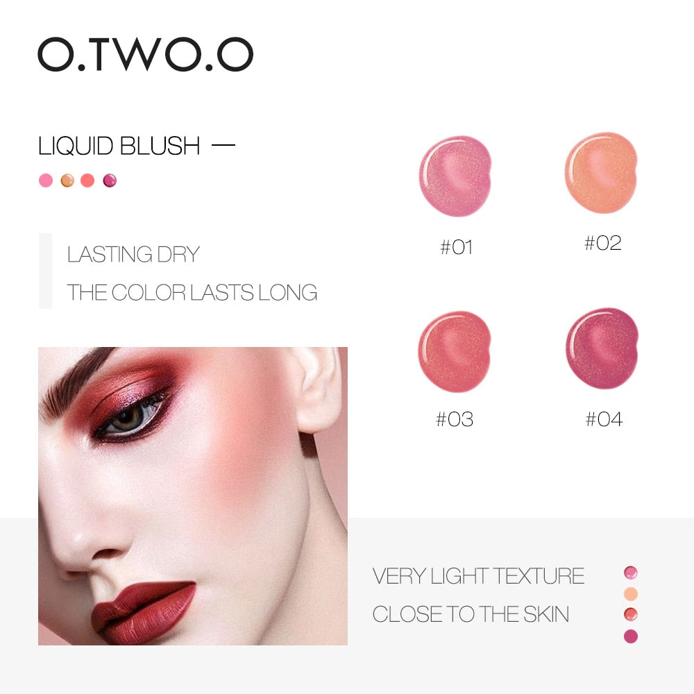 O.TWO.O Makeup Liquid Blusher Sleek Silky Paleta De Blush Color Lasts Long 4 Color Natural Cheek Blush Face Contour Make Up