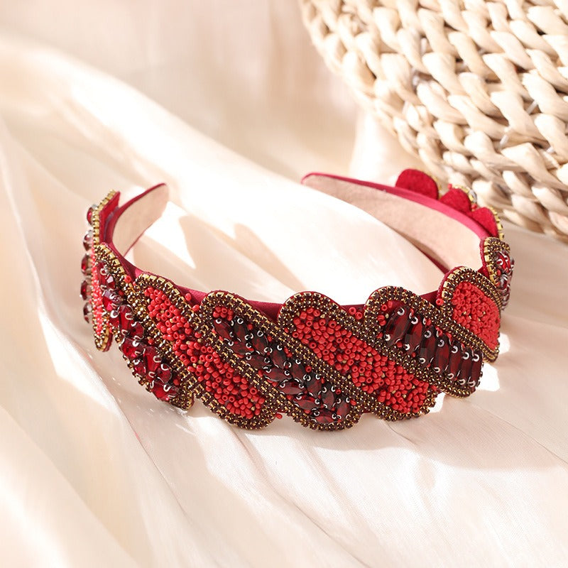 Fashionable Mizhu Water Diamond Baroque Hair Hoop