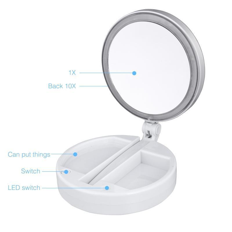 My Fold Away LED Makeup Mirror Double-sided Rotation Folding USB Lighted Vanity Mirror Touch Screen Portable Tabletop Lamp