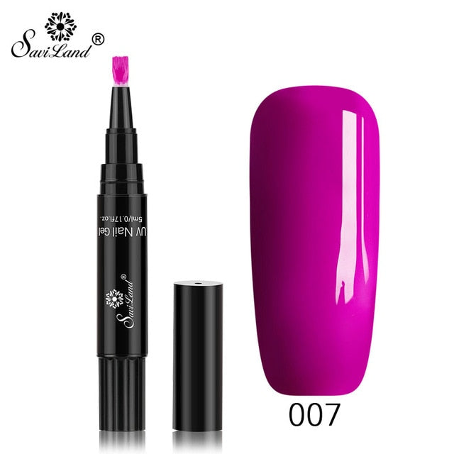 Saviland Newest 3 In 1 Gel Nail Varnish Pen Glitter One Step Nail Art Gel Polish Hybrid 60 Colors Easy To Use UV Gel Lacquer