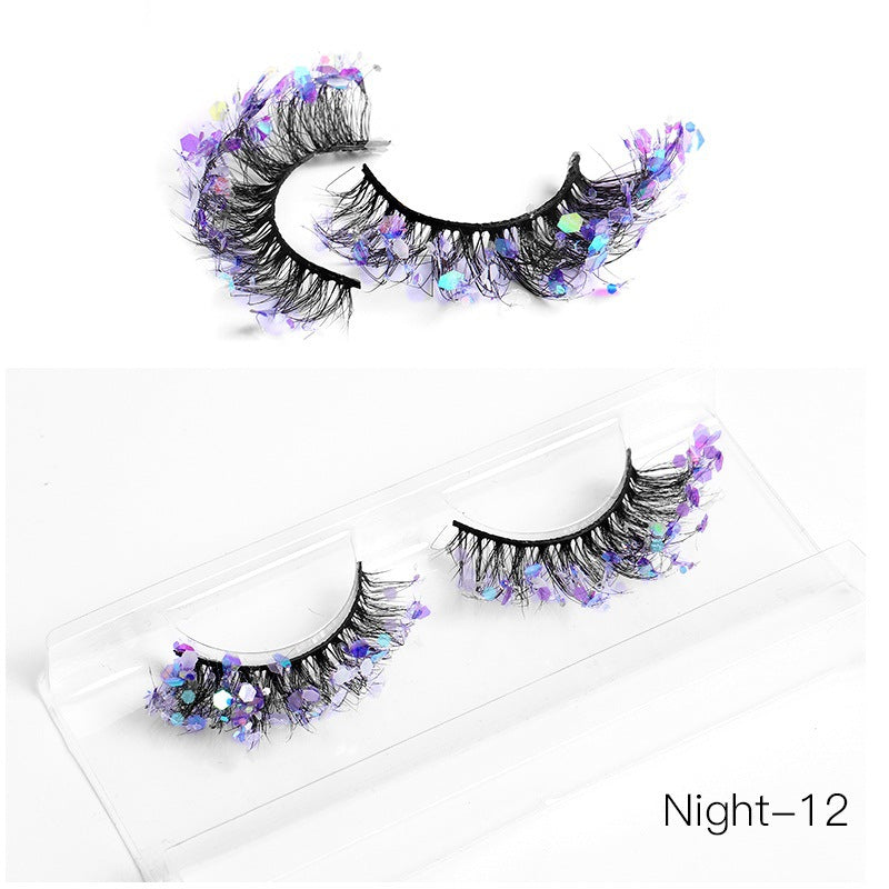 New Color Noctilucent Fried False Eyelashes Multi Layer Thick Cross Mink Like Eyelashes 8D FLUFFY
