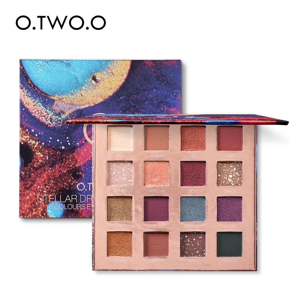 O.TWO.O Stellar Romance Eyeshadow Palette 16 Colors Charming Pigment Eye Shadow Matte Shimmer Glitter Powder Lasting Makeup
