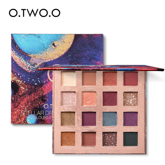 O.TWO.O Stellar Romance Eyeshadow Palette 16 Colors Charming Pigment Eye Shadow Matte Shimmer Glitter Powder Lasting Makeup