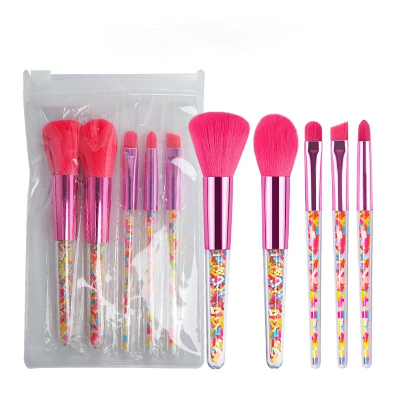 5/8pcs Mini Candy Makeup Brushes Soft Eyeshadow Powder Blush Eyebrow Brush Set Candy Theme Small Cosmetic Compensation Tools