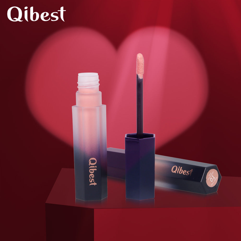 Lip Glaze Qibest Liquid Mist Matte Lipstick Does Not Fade Non-stick Cup Easy-to-Apply Lip Gloss