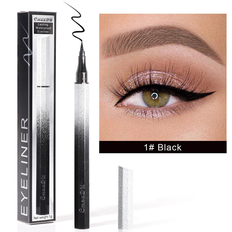 CmaaDu Eyeliner Pencil Waterproof Sweatproof Not Smudged Cool Black Starry Sky Thin Head Eyeliner