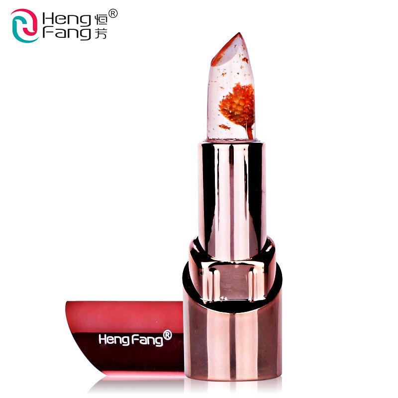 Gold Flower Lipstick 3 Fruit Flavors Temperature changed Lip Balm Moisturizer Lips 3.5g Makeup Brand HengFang #H9302
