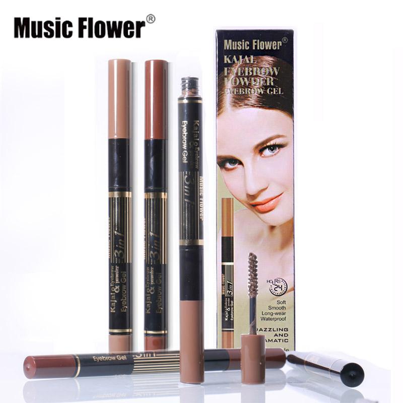 Music Flower Brand Eye brow Makeup Set Eyeliner+Eyebrow Powder+Eyebrow Brush Long-lasting Waterproof Quick Dry Comestic Tools