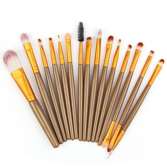 15Pcs Makeup Brushes Set Eye Shadow Foundation Powder Eyeliner Eyelash Lip Make Up Brush Cosmetic Beauty Tool