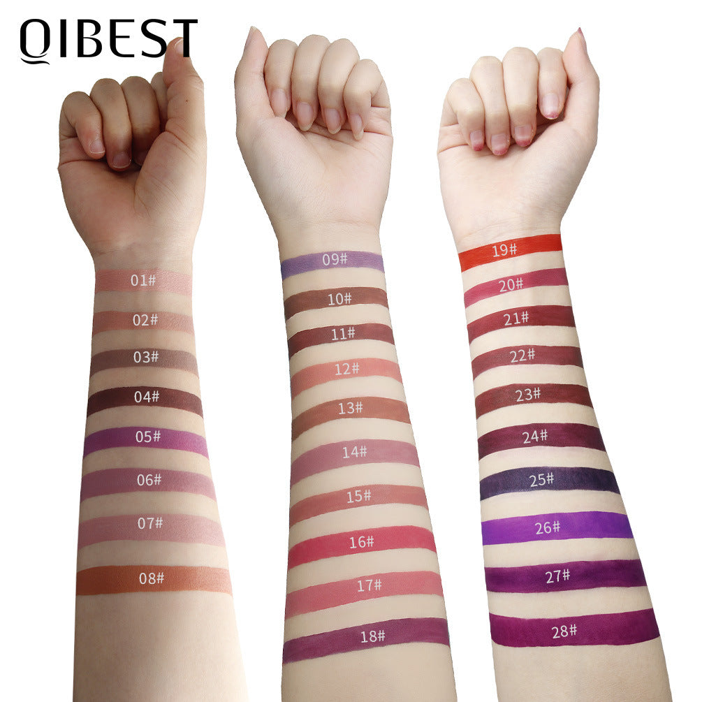 QIBEST Makeup Hexagonal Lip Gloss Matte Matte Lasting Lip Gloss Non-stick Liquid Lipstick
