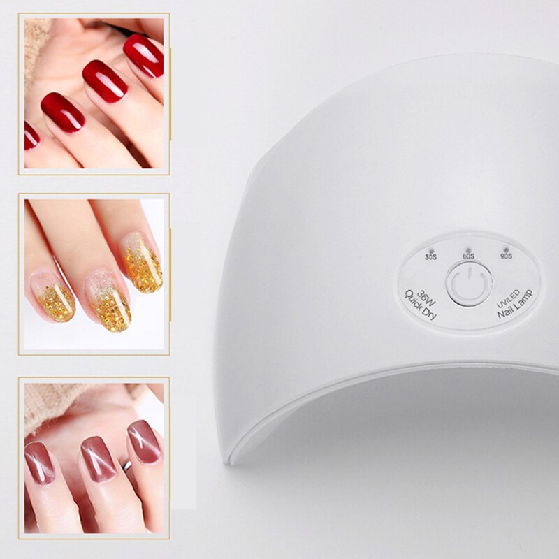 36W UV Lamp 12pcs LED Nail Dryer Micro USB Gel Varnish Curing machine With Timer button Sensor Nail Art Tools