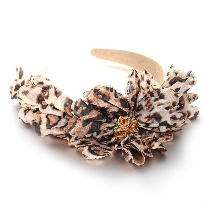 Fashionable leaf pattern fabric oversized flower headband