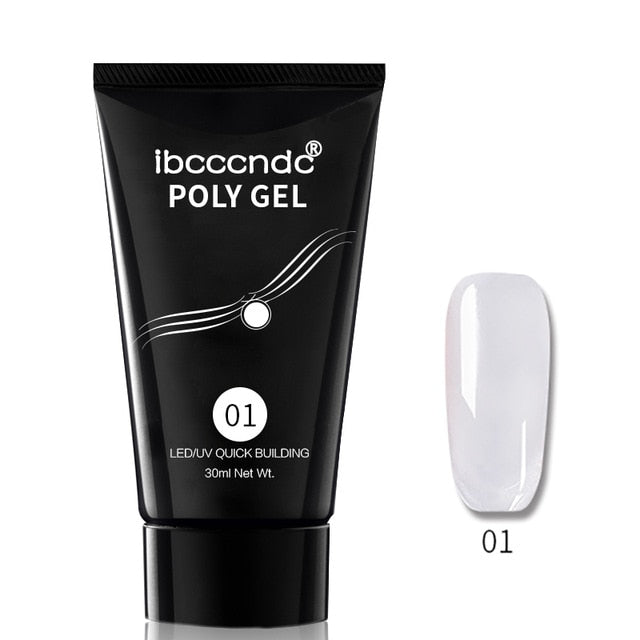 9 Colors 30g Nail Acrylic Hard Poly Gel Pink White Clear Crystal UV LED Builder Gel Tips Enhancement Quick Extension Gel Varnish