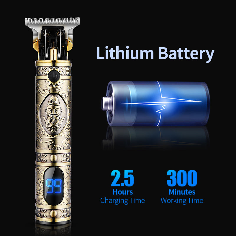 Electric Hair Clipper T9 Multi Accessory LCD Rechargeable Retro Oil Head Engraving Electric Hair Clipper