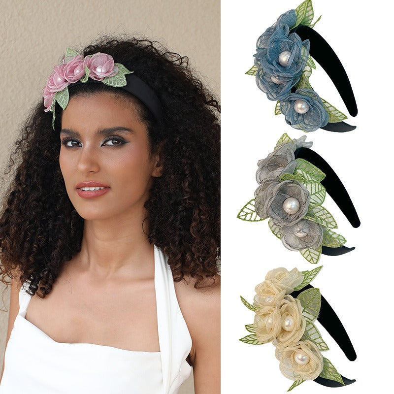 Fashionable fabric flower pearl flower headband