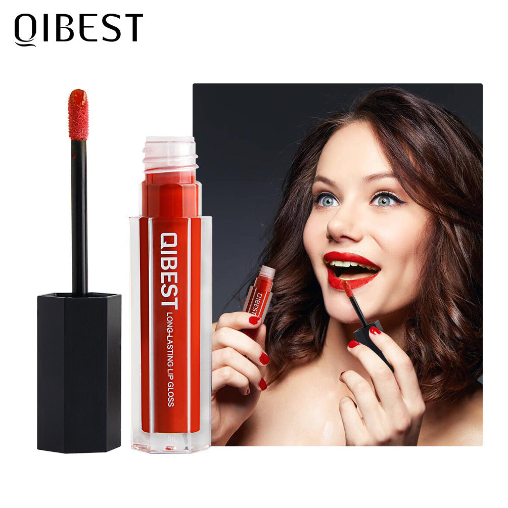 QIBEST Makeup Hexagonal Lip Gloss Matte Matte Lasting Lip Gloss Non-stick Liquid Lipstick