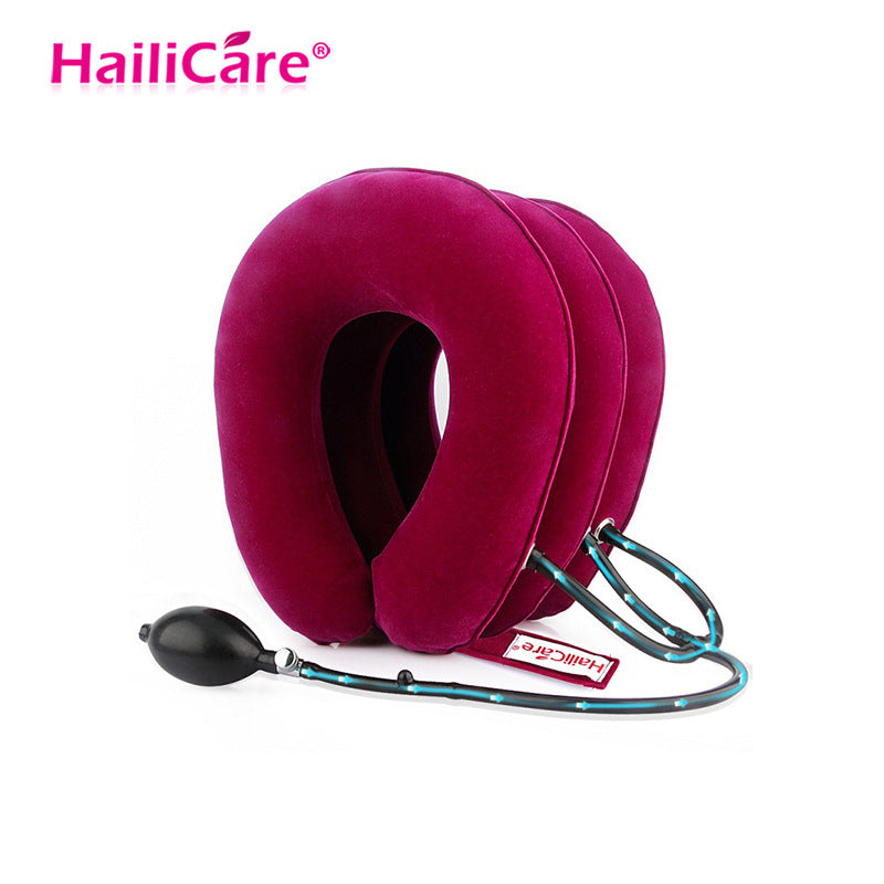 HailiCare Swan Neck Correction Artifact Cervical Traction Inflatable Portable Full Velvet Neck Guard