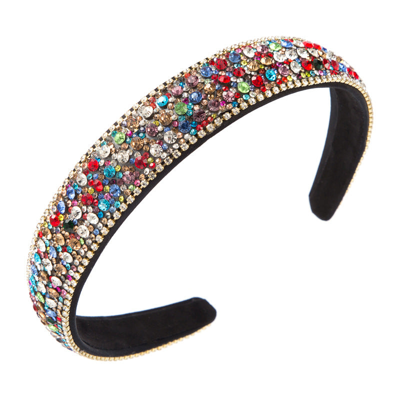Fashion Net Red Vibrato With The Same Color Full Rhinestones Non-Slip Headband Female Simple Super Flash Korean Style Outing Headwear