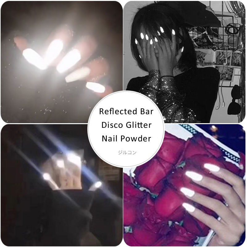 1Box Reflective Nail Glitter Powder Shiny Dust Glow In The Dark For Bar Disco Sparkling Pigment Fluorescent Nail Art Decorations