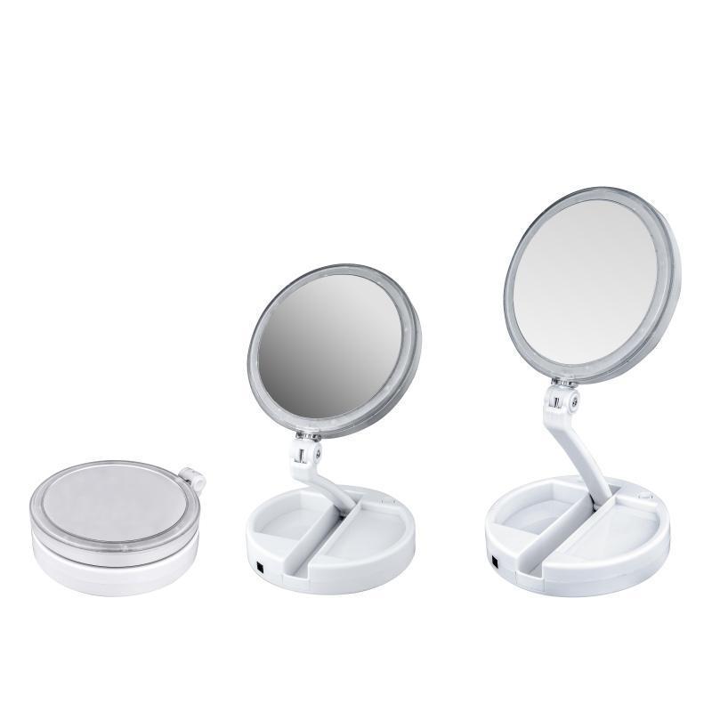 My Fold Away LED Makeup Mirror Double-sided Rotation Folding USB Lighted Vanity Mirror Touch Screen Portable Tabletop Lamp