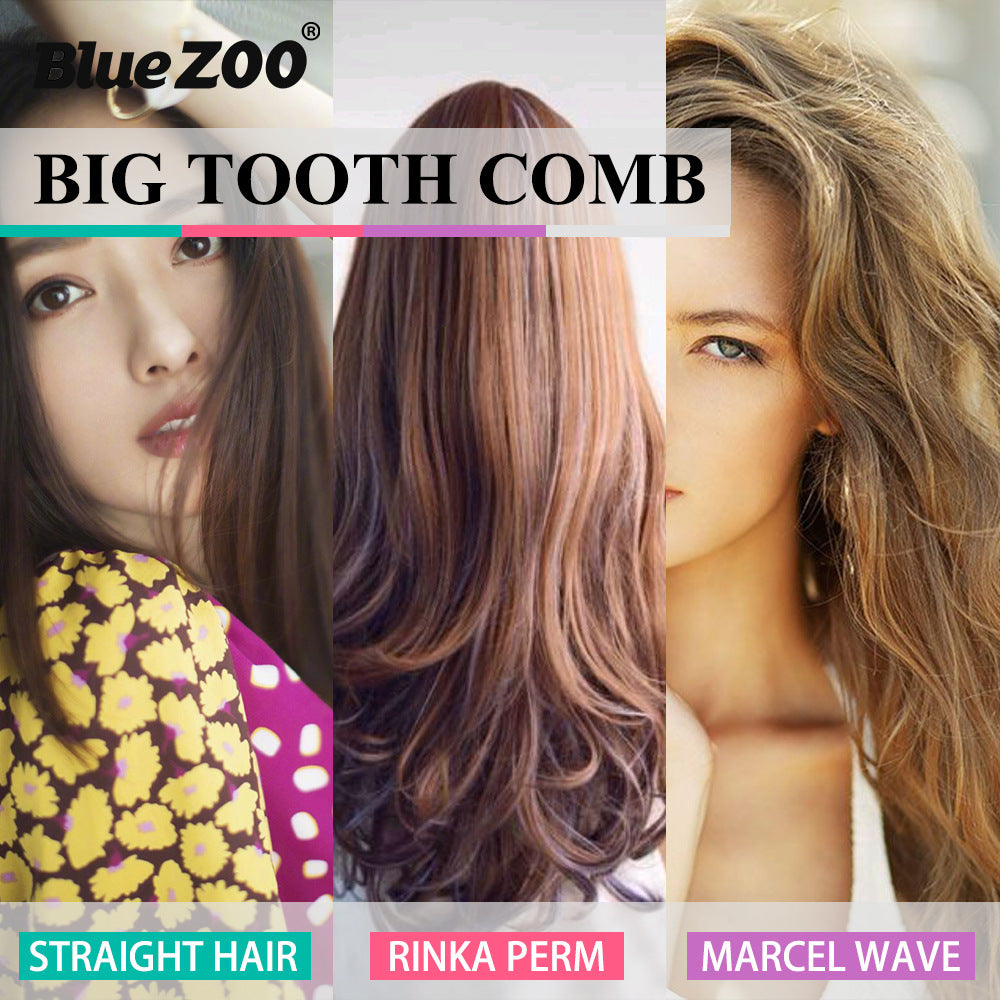 4 Colors Blue ZOO Candy Color Straight Handle Large Size Wide Tooth Comb Curling Comb Hairdressing Comb