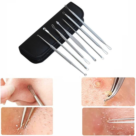 7pcs/lot Pimple Blemish Comedone Acne Needle Extractor Remover Tools Set
