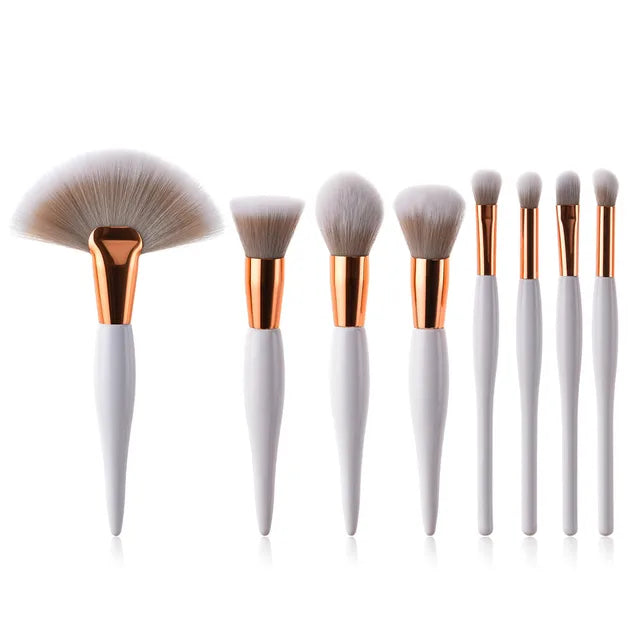 8 pcs Makeup Brushes Set Foundation Eyeshadow Eyeliner Lip Brush Tool White Black Cosmetic Tool