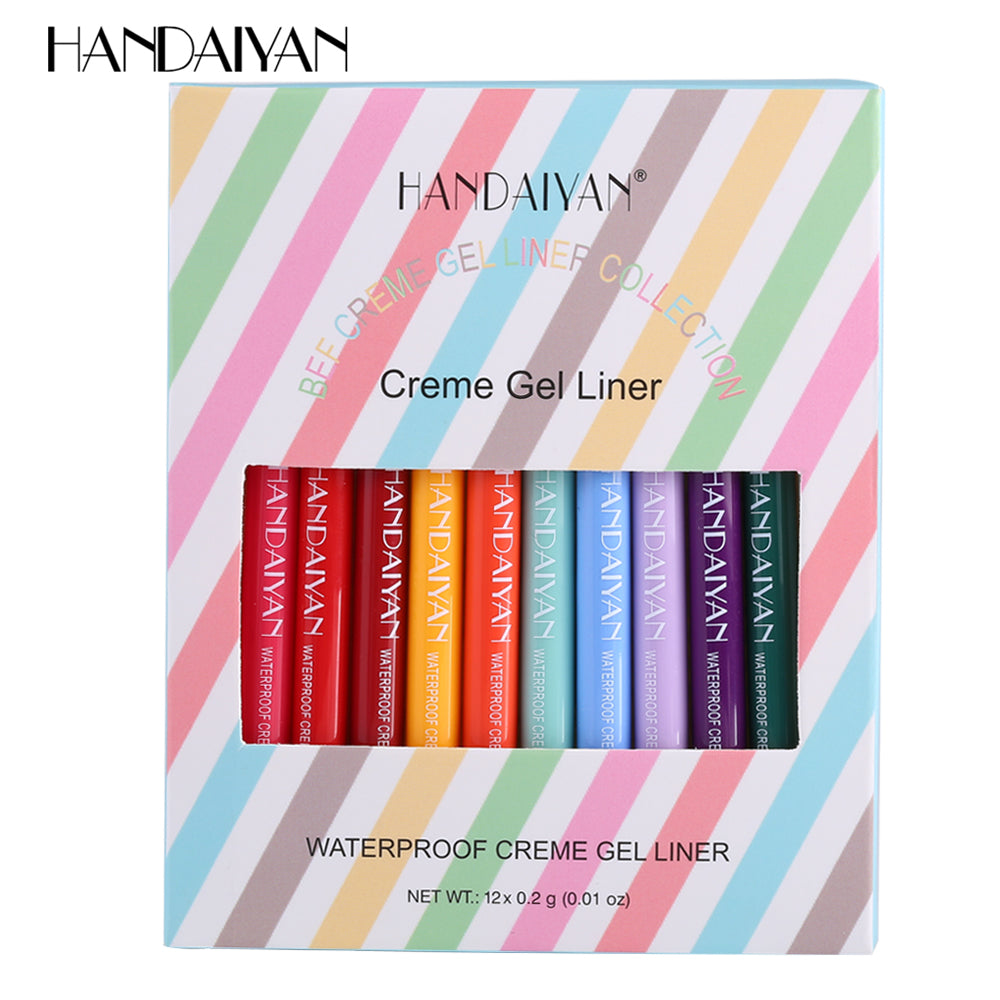 HANDAIYAN 12 Matte Colored Eyeliner Pens Quick Drying Gel Eyeliner Pens