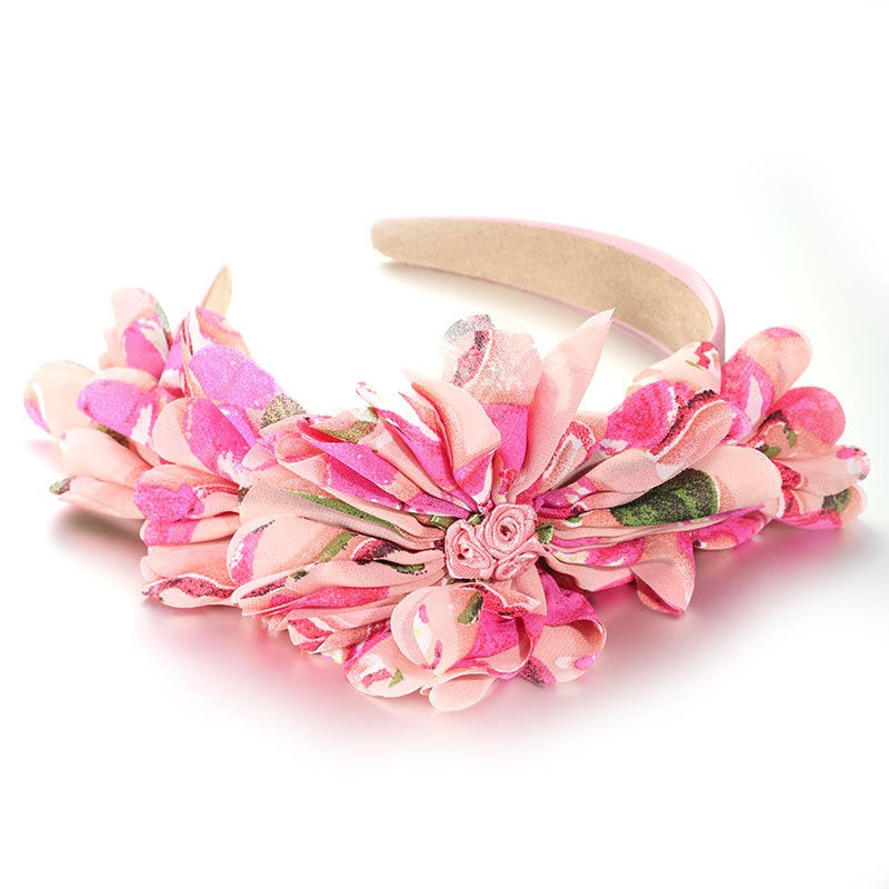 Exaggerated fabric oversized flower and leaf pattern headband