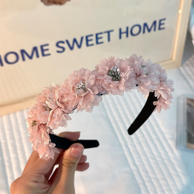 Fashionable fabric flower stamen flower hair hoop for women