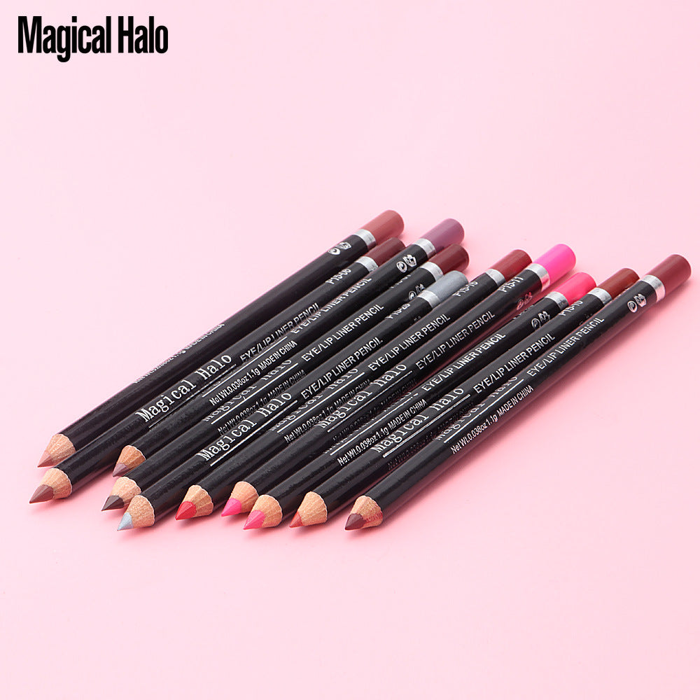 Magical Halo Easy To Color Lip Liner / Eyeliner 10 Colors Waterproof Lip Pencil That Lasts Makeup And Does Not Fade