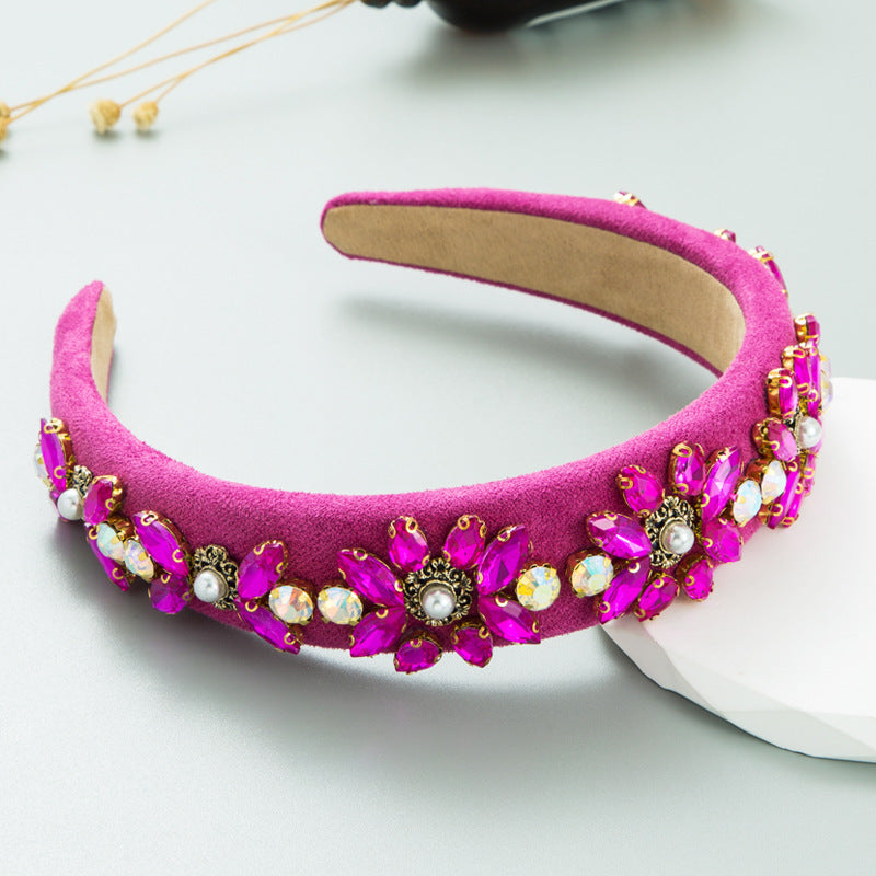 New Baroque Crystal Flower Headwear Wide Brim High Quality Hair Accessories