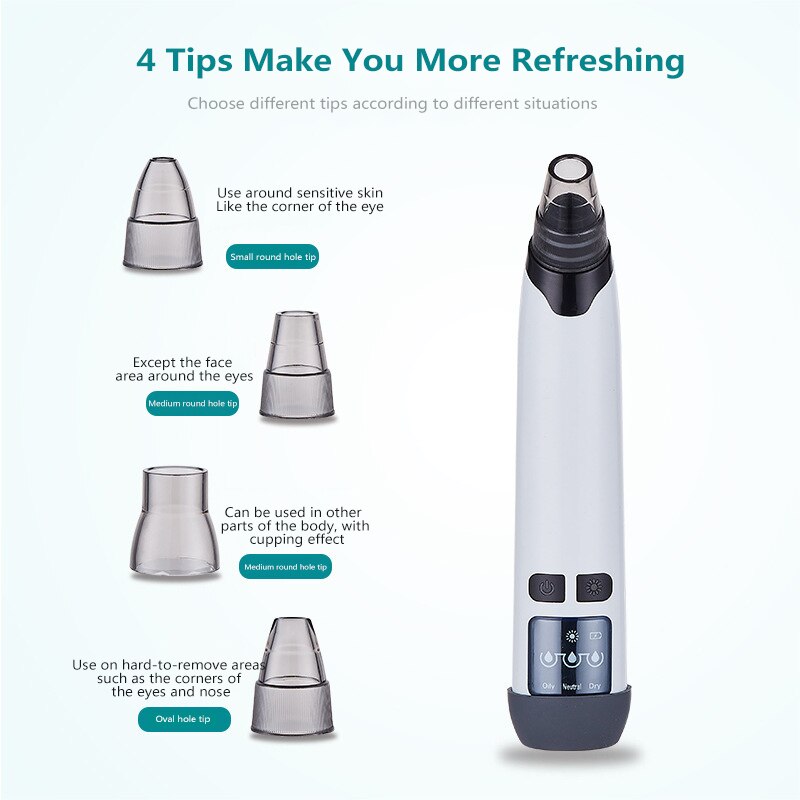 Upgraded Vacuum Absorption Blackhead Remover Pore Facial Cleaner Devices 3 Levels Adjustable Electric Acne Comedone Extractor