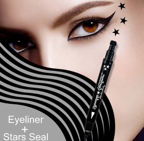 4 Styles Double-headed Eyeliner Liquid Black Eye liner Pen Star Moon Shape 2.5g Eye Makeup Brand HengFang #52244